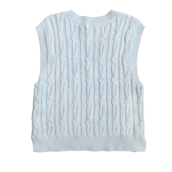 Abercrombie & Fitch Cable Knit Sweater Vest in Light Blue – Size M - Picture 2 of 6